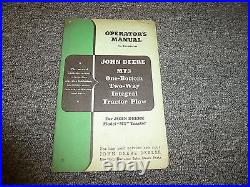 John Deere MT3 Integral Tractor Plow Owner Operator Maintenance Manual OMA29350