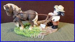 John Deere Mary's Moo Moos by Enesco Boy/Horse Plow Figurine June 2001