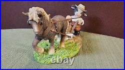 John Deere Mary's Moo Moos by Enesco Boy/Horse Plow Figurine June 2001