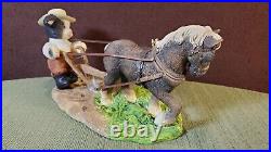 John Deere Mary's Moo Moos by Enesco Boy/Horse Plow Figurine June 2001