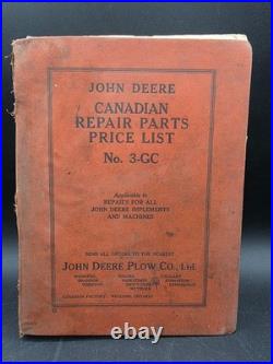 John Deere Plow Co LTD Canadian Repair Parts Price List NO. 3-GC 1947 Vintage