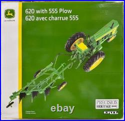 John Deere Precision 620 Tractor with 555 Plow 1/16 Scale Diecast Model