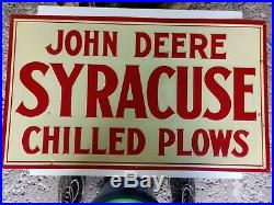John deere syracuse chilled plows metal sign