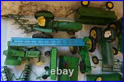 Lot Tractor Plow ERTL John Deere Harvester USA Green Toy Implements Plow Metal