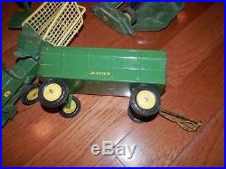 Lot of 6, Vintage Metal John Deere 116 Farm Toys Tractors Wagon Plow Baler