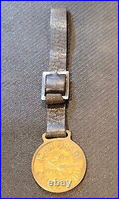 RARE 1837-1937 John Deere FOB Watch Medal Centennial Farm Plow Design With Band