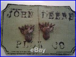 RARE ANTIQUE JOHN DEERE DEER HEAD Antlers CUFF LINKS Cufflinks Plow Company