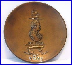 RARE! John Deere Bust Trademark & Steel Plow Stamped Brass Dish Change Tray 1912