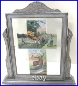 Rare 1800s John Deere Folding Horse Plow Trade Card Advertising Victorian Frame