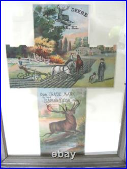 Rare 1800s John Deere Folding Horse Plow Trade Card Advertising Victorian Frame