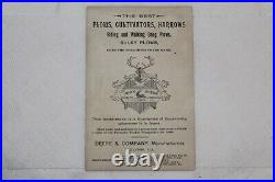 Rare Original Deere & Company 1888 Advertisment Card Plows Cultivators Harrows