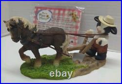 VTG 2001 Mary's Moo Moos John Deere Boy/Horse Plow Figurine 7 x 3.75 #858900
