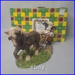 VTG 2001 Mary's Moo Moos John Deere Boy/Horse Plow Figurine 7 x 3.75 #858900