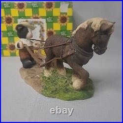 VTG 2001 Mary's Moo Moos John Deere Boy/Horse Plow Figurine 7 x 3.75 #858900