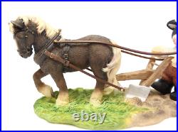 VTG 2001 Mary's Moo Moos John Deere Boy/Horse Plow Figurine 7 x 3.75 #858900