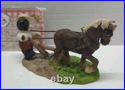 VTG 2001 Mary's Moo Moos John Deere Boy/Horse Plow Figurine 7 x 3.75 #858900