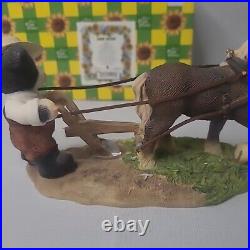 VTG 2001 Mary's Moo Moos John Deere Boy/Horse Plow Figurine 7 x 3.75 #858900