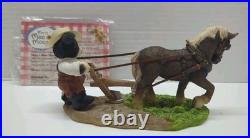 VTG 2001 Mary's Moo Moos John Deere Boy/Horse Plow Figurine 7 x 3.75 #858900