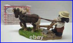 VTG 2001 Mary's Moo Moos John Deere Boy/Horse Plow Figurine 7 x 3.75 #858900