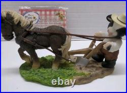VTG 2001 Mary's Moo Moos John Deere Boy/Horse Plow Figurine 7 x 3.75 #858900