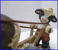 VTG 2001 Mary's Moo Moos John Deere Boy/Horse Plow Figurine 7 x 3.75 #858900