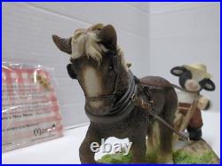 VTG 2001 Mary's Moo Moos John Deere Boy/Horse Plow Figurine 7 x 3.75 #858900