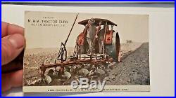 Very Rare 1915 M&m Praire Tractor, John Deere Plow Advertisng Postcard