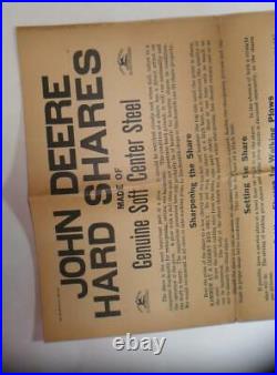 Vintage 1920 John Deere Hard Shares Fold Out Poster 12 X 24 Plow Works