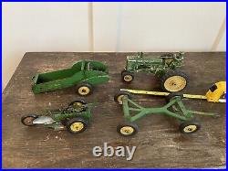 Vintage 1940's 1950's Ertl John Deere Model A Tractor Manure Spreader Plow Disc
