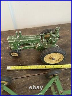 Vintage 1940's 1950's Ertl John Deere Model A Tractor Manure Spreader Plow Disc