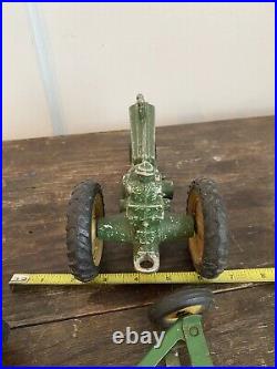 Vintage 1940's 1950's Ertl John Deere Model A Tractor Manure Spreader Plow Disc