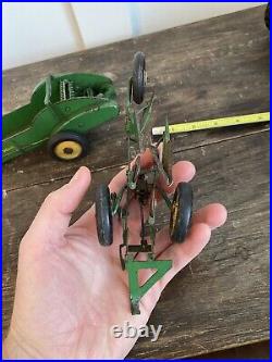 Vintage 1940's 1950's Ertl John Deere Model A Tractor Manure Spreader Plow Disc