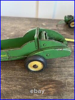 Vintage 1940's 1950's Ertl John Deere Model A Tractor Manure Spreader Plow Disc