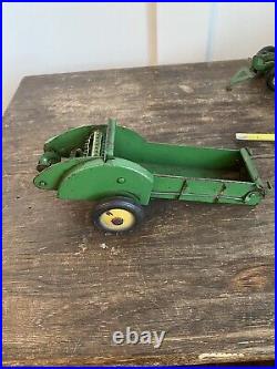 Vintage 1940's 1950's Ertl John Deere Model A Tractor Manure Spreader Plow Disc