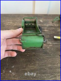 Vintage 1940's 1950's Ertl John Deere Model A Tractor Manure Spreader Plow Disc