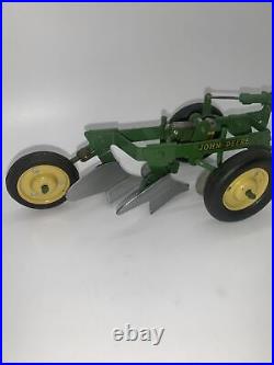Vintage 1950's John Deere 2 bottom plow Eska Ertl 116 metal Farm Tractor Toy