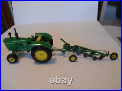 Vintage 1970 Ertl 116 John Deere 5020 Tractor, #555, withF660 4 Bottom Plow #527