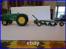 Vintage 1970 Ertl 116 John Deere 5020 Tractor, #555, withF660 4 Bottom Plow #527