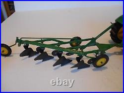 Vintage 1970 Ertl 116 John Deere 5020 Tractor, #555, withF660 4 Bottom Plow #527