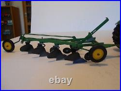 Vintage 1970 Ertl 116 John Deere 5020 Tractor, #555, withF660 4 Bottom Plow #527