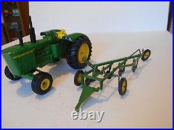 Vintage 1970 Ertl 116 John Deere 5020 Tractor, #555, withF660 4 Bottom Plow #527