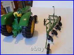 Vintage 1970 Ertl 116 John Deere 5020 Tractor, #555, withF660 4 Bottom Plow #527