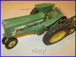 Vintage 1/16 John Deere Toy Tractor 3 PT With Plow Metal Wheels Ertl Diecast
