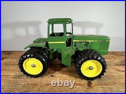 Vintage 80's John Deere 8640 4WD Tractor Toy Dual Wheels Plow & Trailer Package