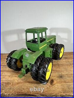 Vintage 80's John Deere 8640 4WD Tractor Toy Dual Wheels Plow & Trailer Package