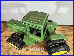 Vintage 80's John Deere 8640 4WD Tractor Toy Dual Wheels Plow & Trailer Package