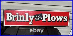 Vintage Brinly All Steel Plows Gas Oil Vintage Collectable Sign Tin