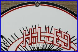 Vintage Chilled Oliver Plow Porcelain Sign Gas Oil Dealership Tractor Farm Deere