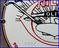 Vintage Chilled Oliver Plow Porcelain Sign Gas Oil Dealership Tractor Farm Deere