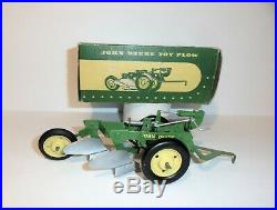 Vintage Ertl Eska John Deere Toy Plow 1/16 Steel 2 bottom 1950's Original Box